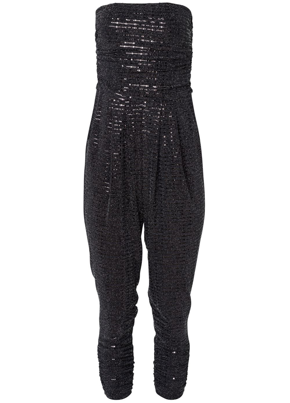 Venus Ruched Sequin Jumpsuit in Black