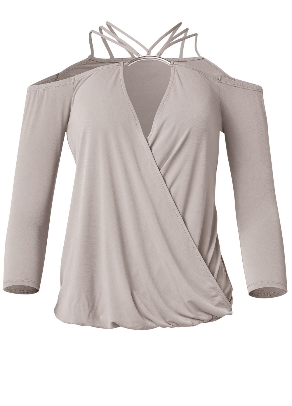 Venus Strappy Cold-Shoulder Top in Grey