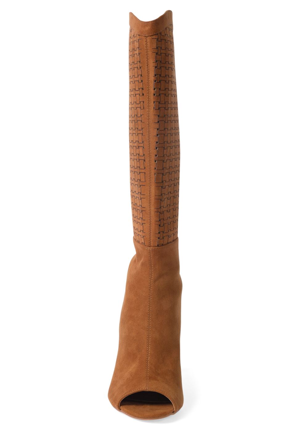 Venus Peep Toe Perforated Boots in Cognac
