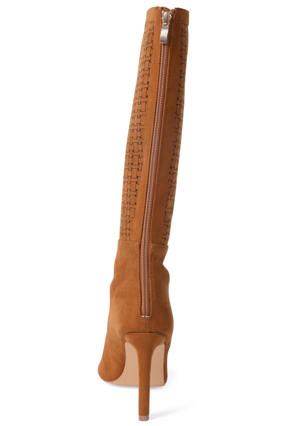 Venus Peep Toe Perforated Boots in Cognac