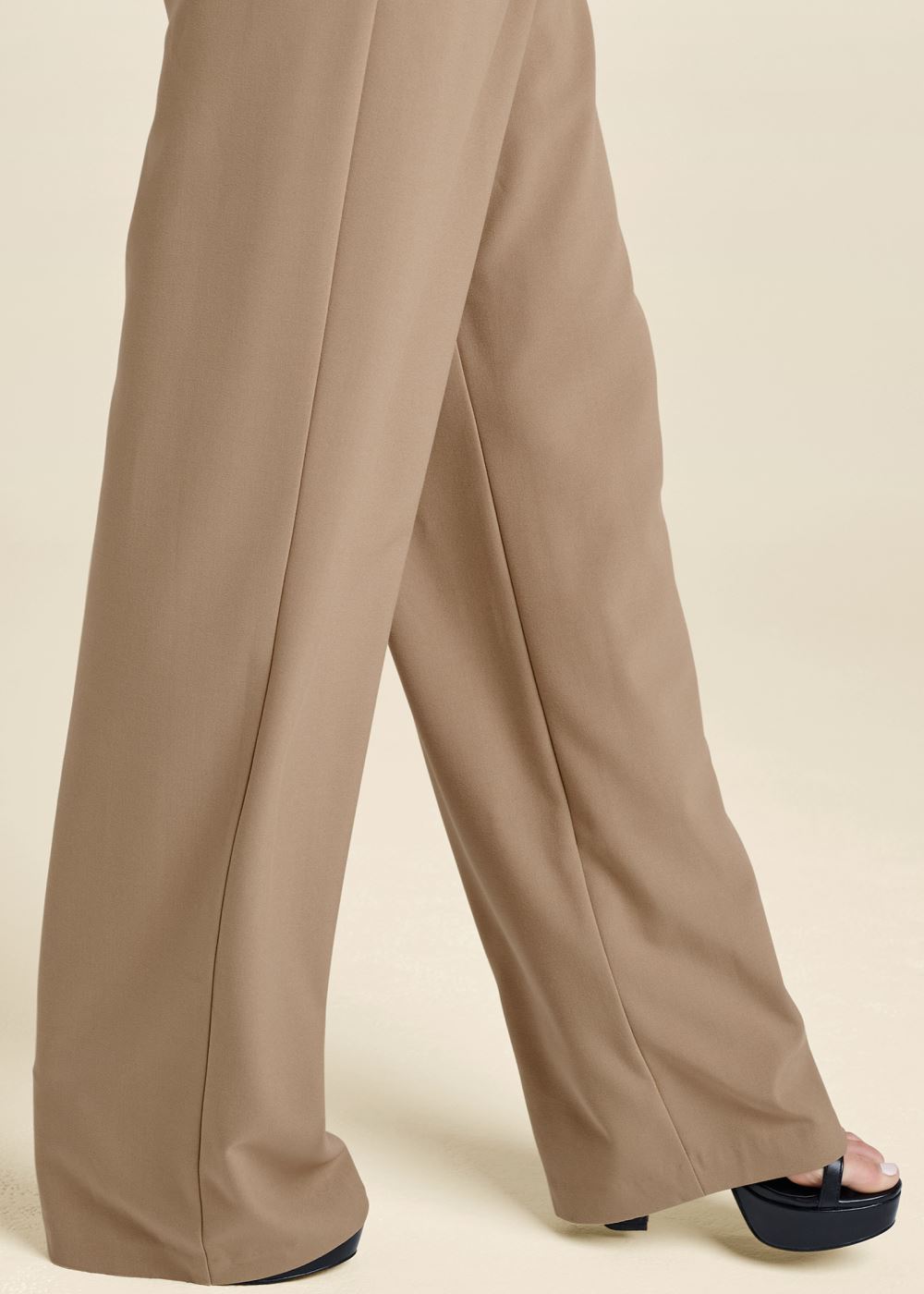 Venus Wide Leg Suiting Trouser Pants in Light Brown
