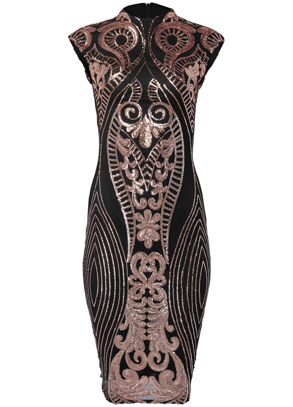 Venus Sequin Midi Dress - Black Multi