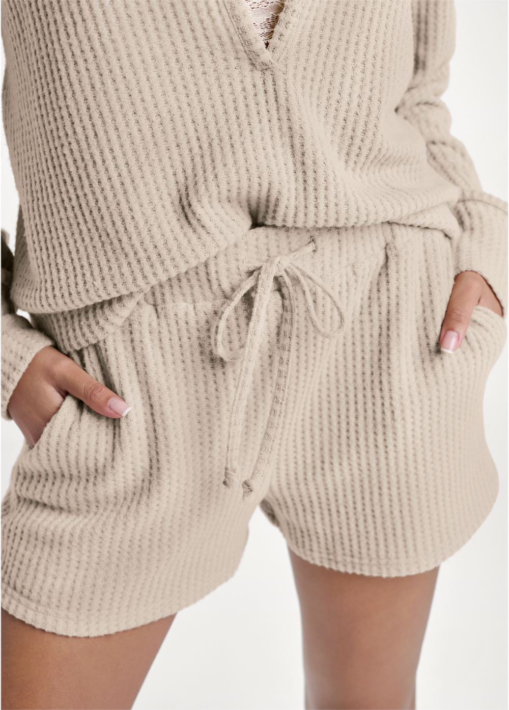 Venus Brushed Waffle Short Set in Oatmeal