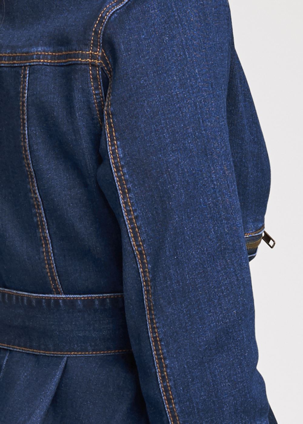 Venus Ruffle Hem Jean Jacket in Dark Wash