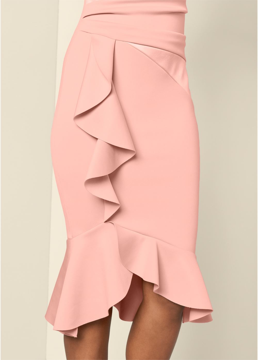 Venus Cap Sleeve Ruffle Detail Dress - Blush