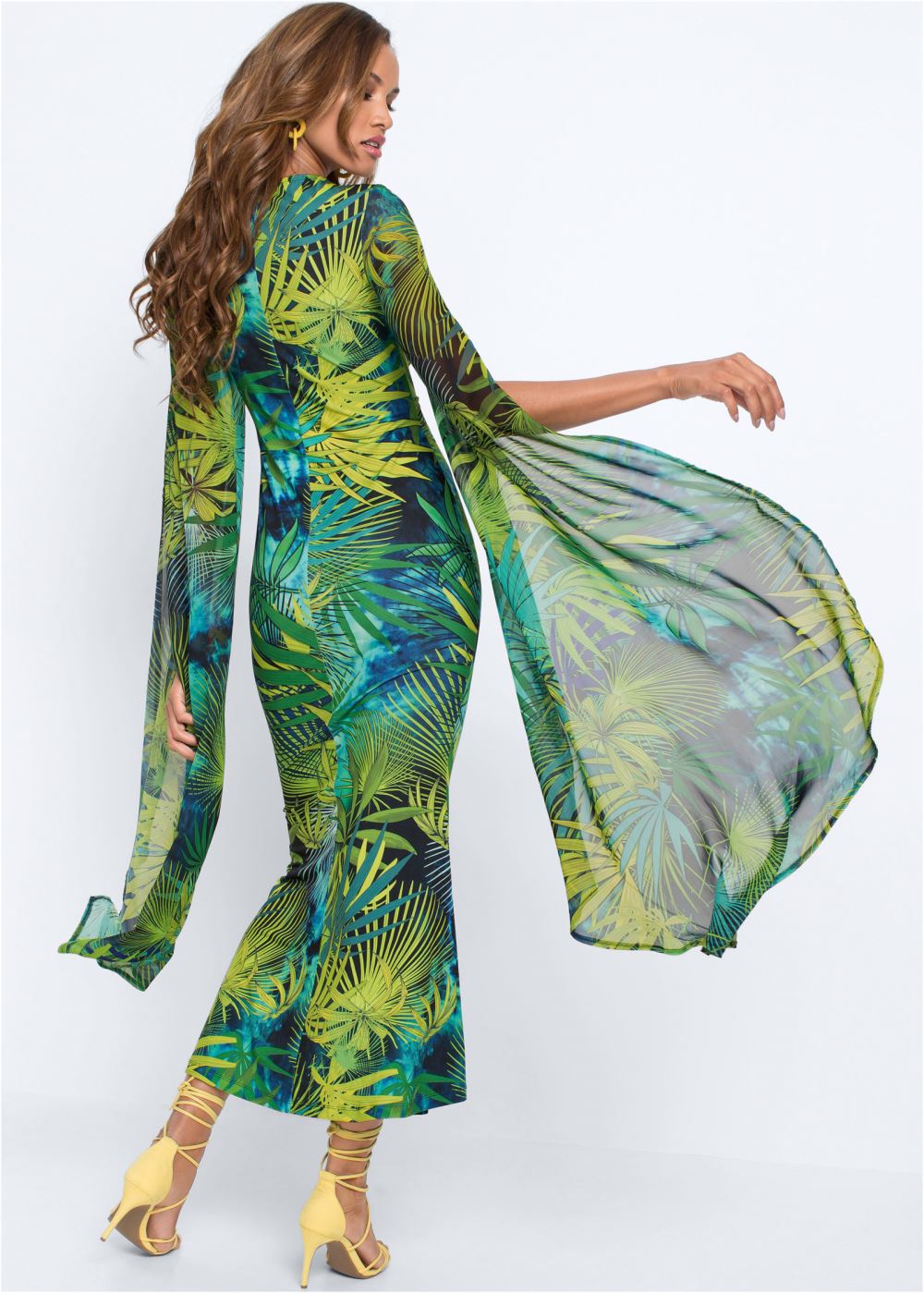 Venus Exaggerated Sleeve Dress - Green Multi