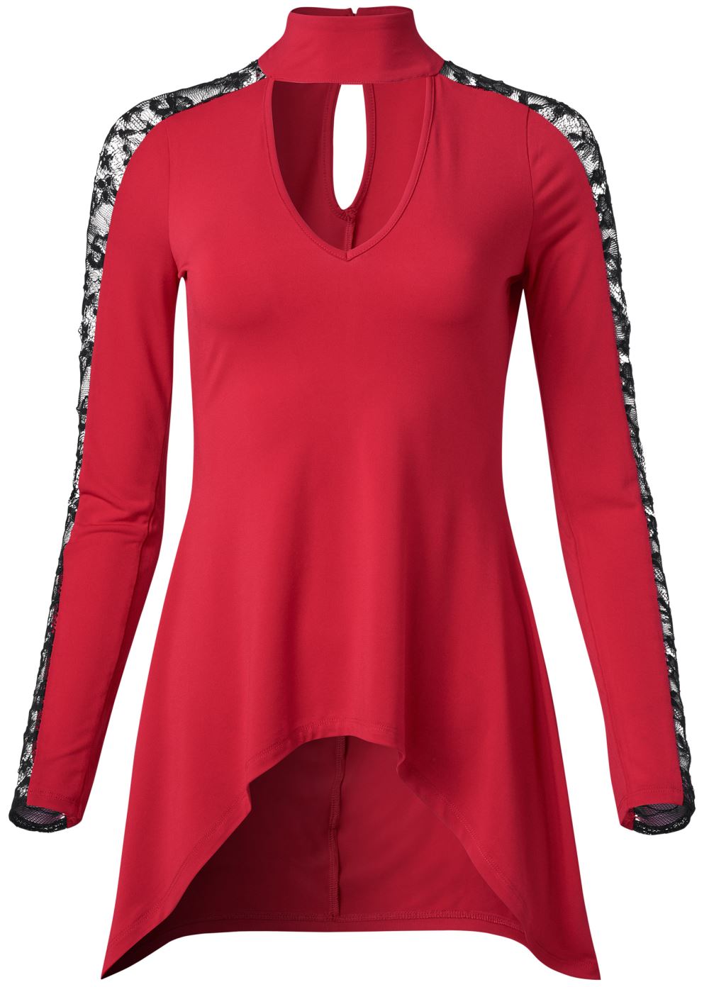 Venus Lace Sharkbite Hem Top in Red Multi