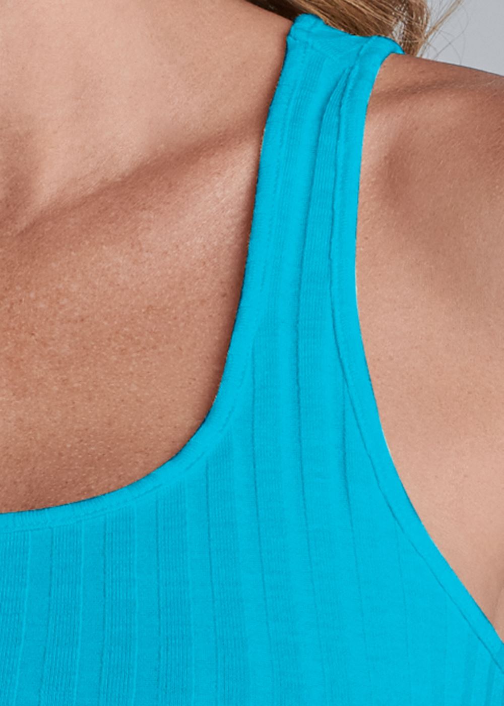 Venus Ribbed Square Neck Tank Top in Aqua