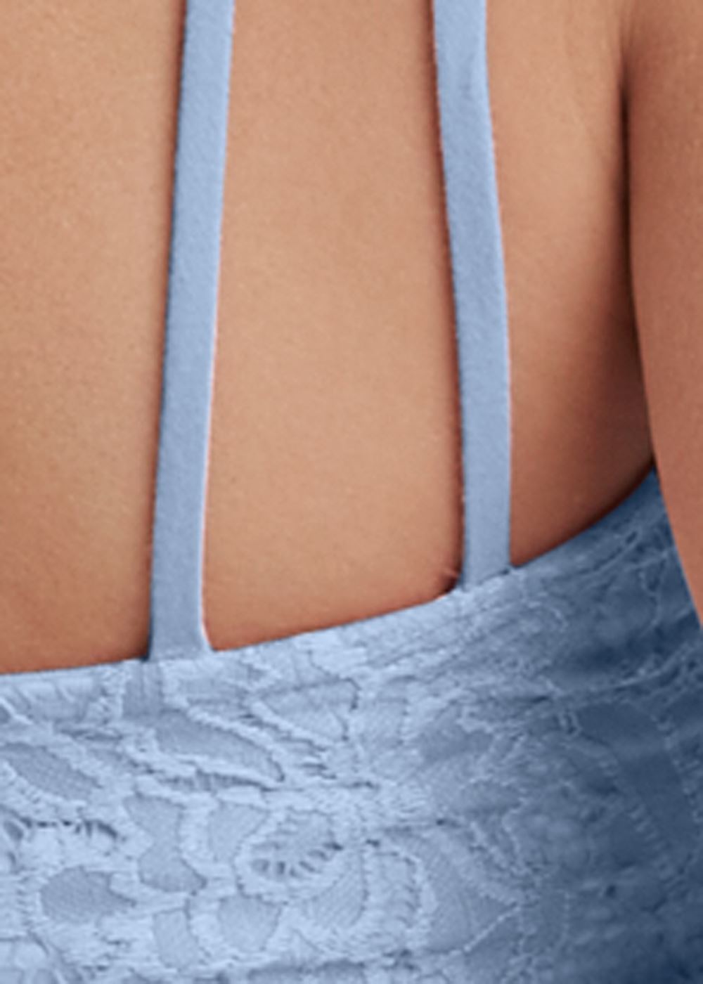 Venus Strappy Lace Banded Top in Light Blue