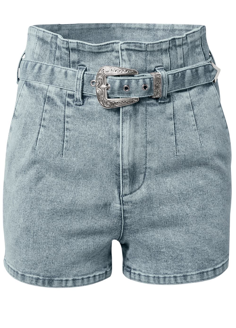 Venus High-Waist Belted Shorts - Blue