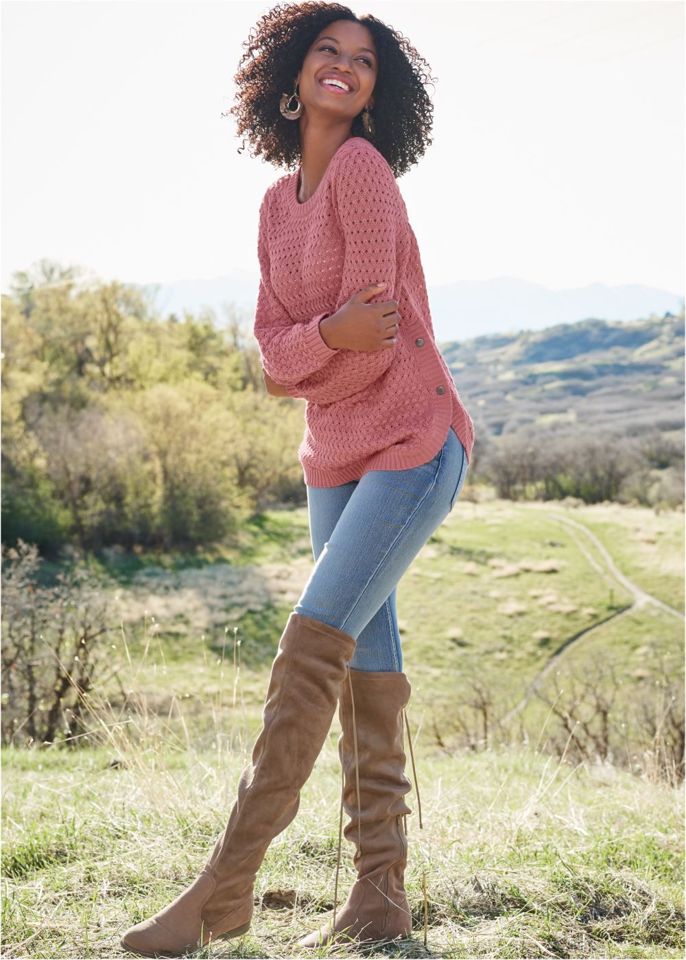Venus Over-The-Knee Stretch Boots in Taupe