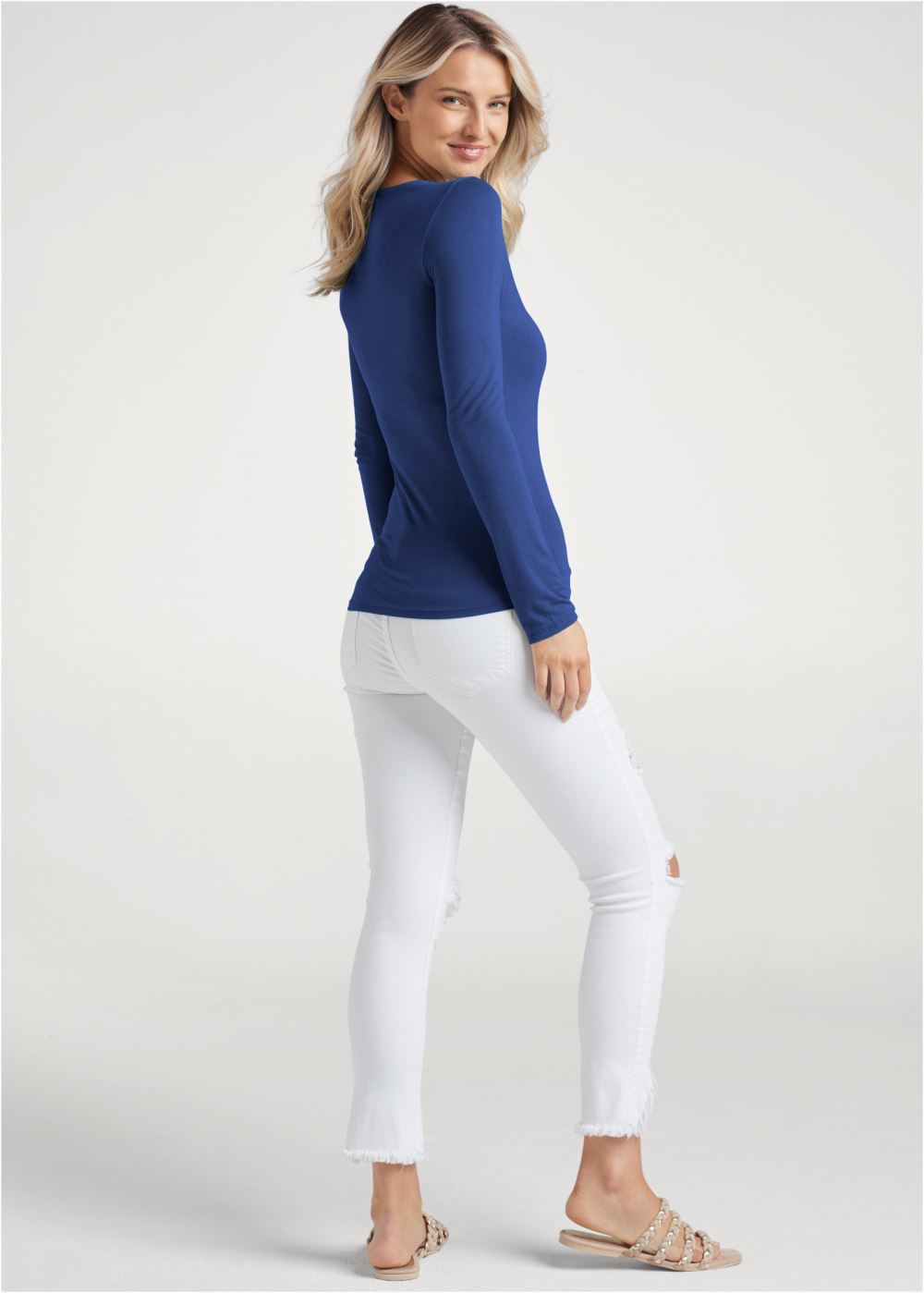 Venus Cutout Neckline Top in Blue