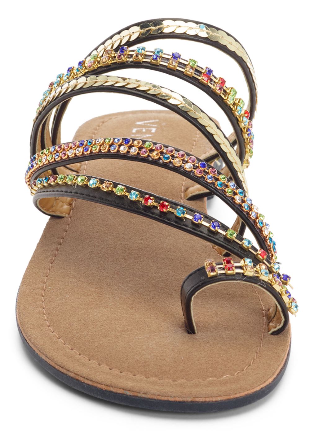 Venus Strappy Toe Ring Sandals in Black