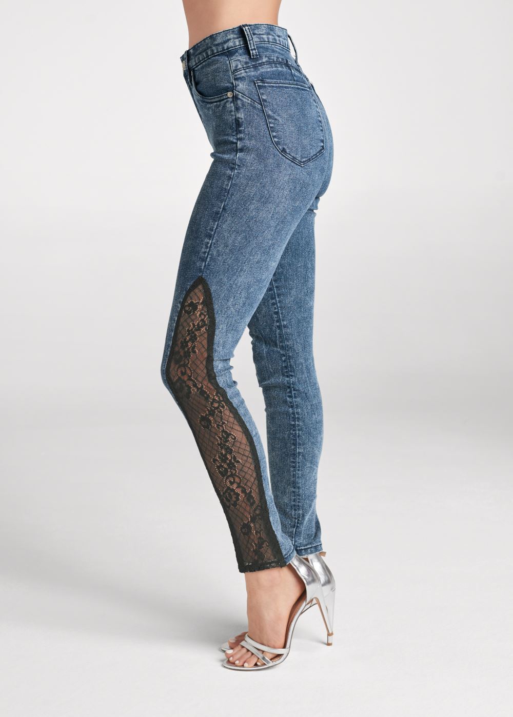 Venus Dark Wash LACE INSET SKINNY JEANS