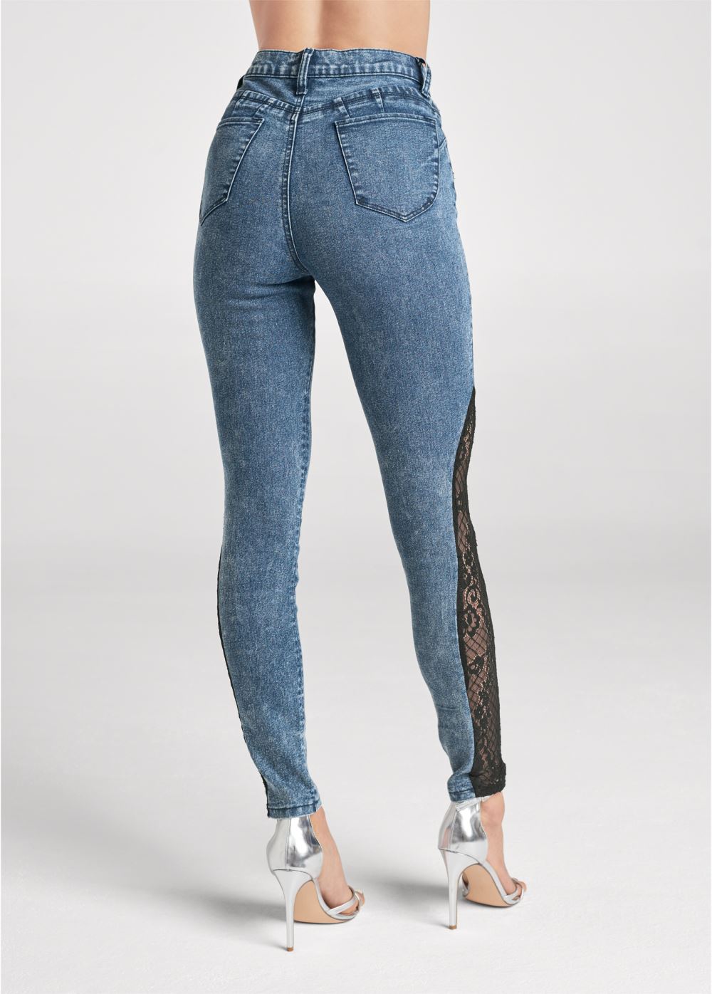 Venus Dark Wash LACE INSET SKINNY JEANS