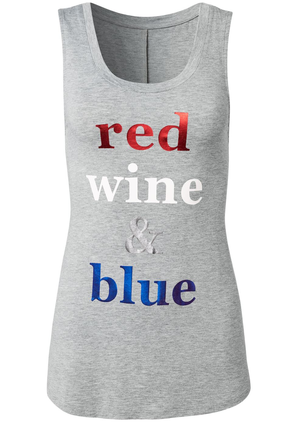 Venus Red Wine And Blue Lounge Tank Top in Heather Grey