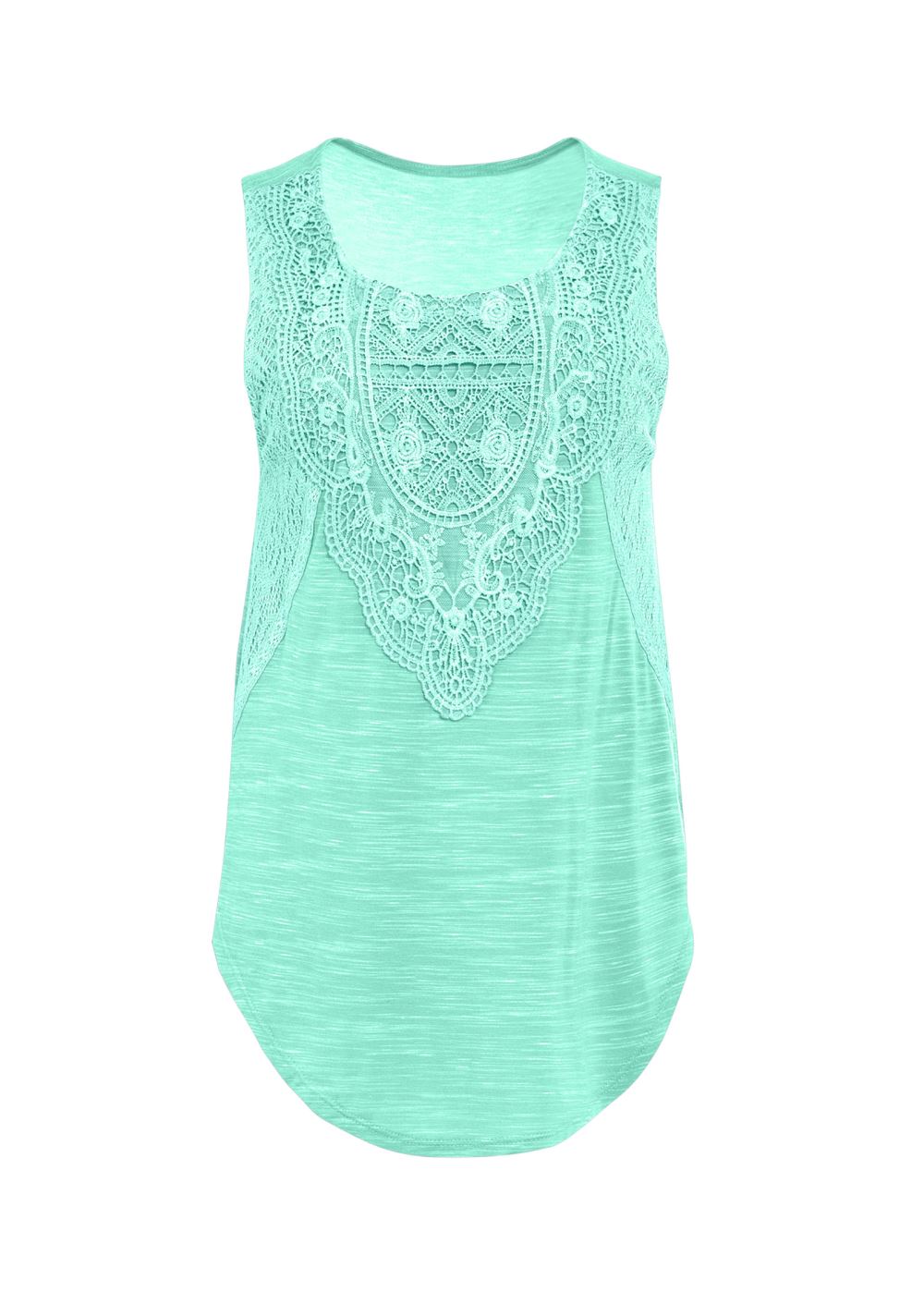 Venus Lace Detail Scoop Neck Top in Mint
