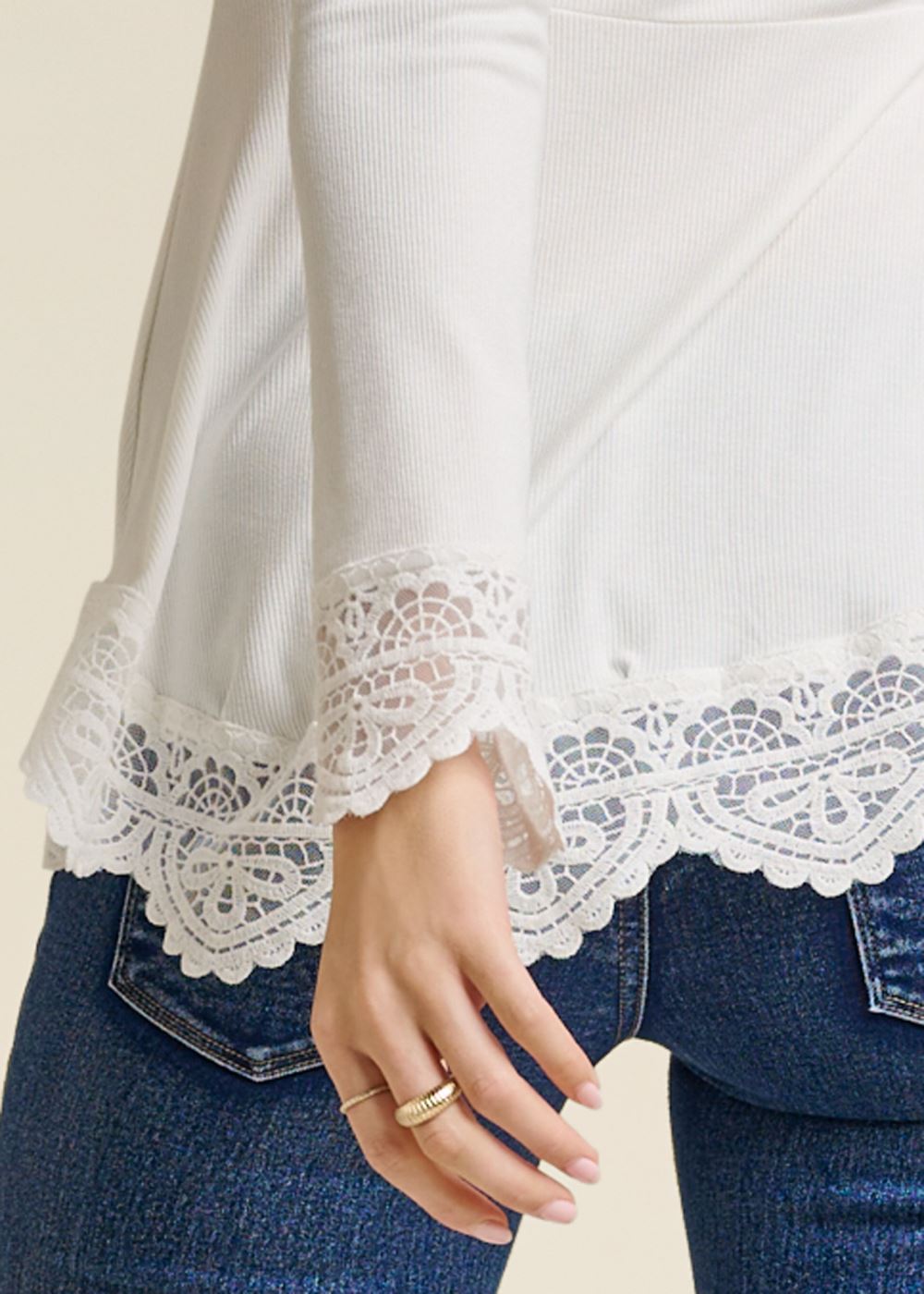 Venus Babydoll Lace Top in Off White