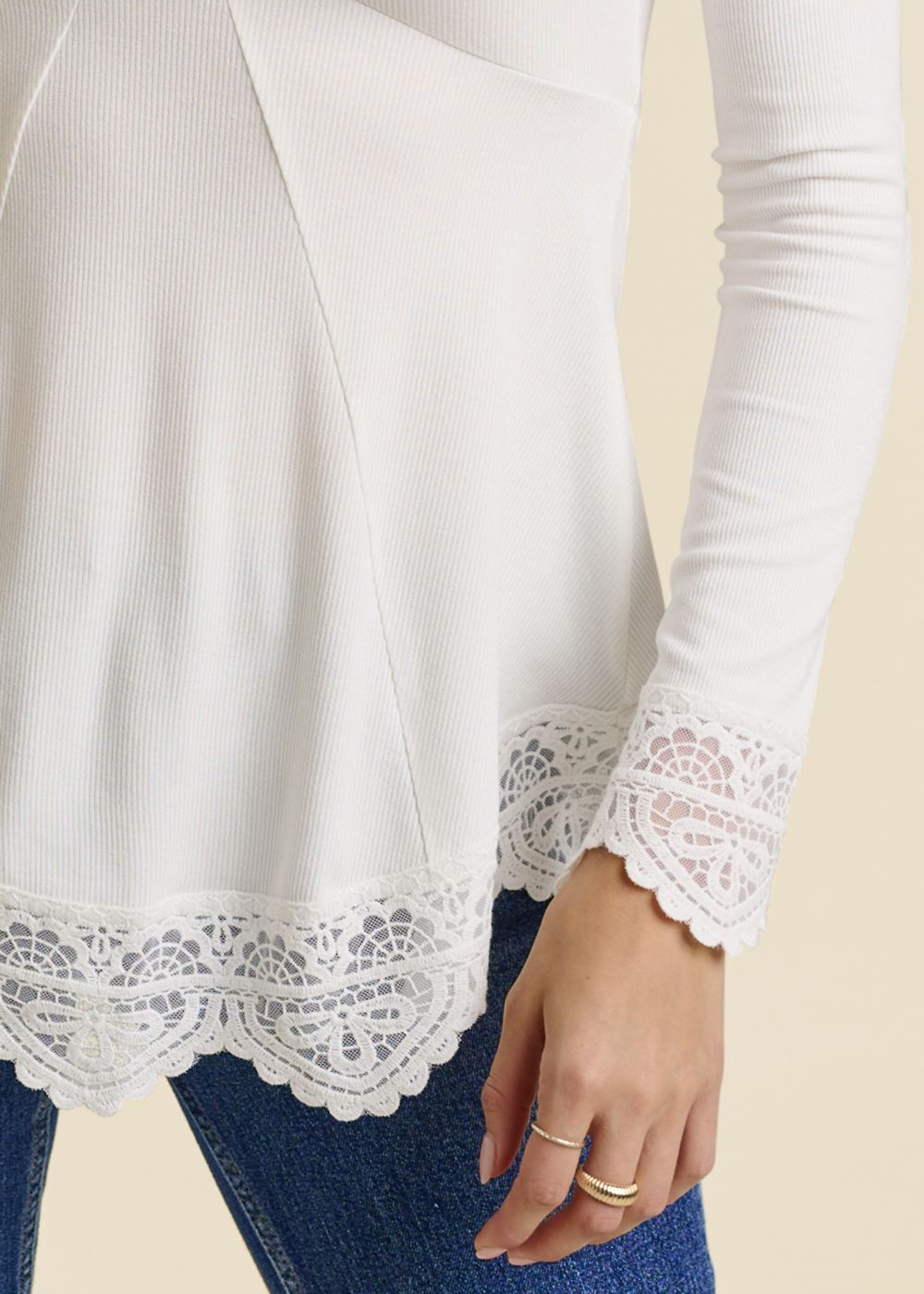 Venus Babydoll Lace Top in Off White
