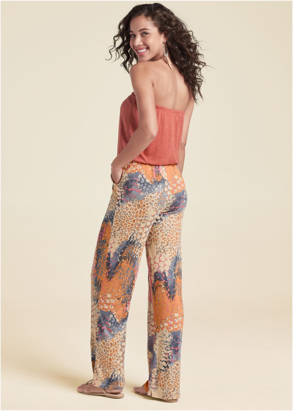 Venus Abstract Mirage Jumpsuit in Orange Multi