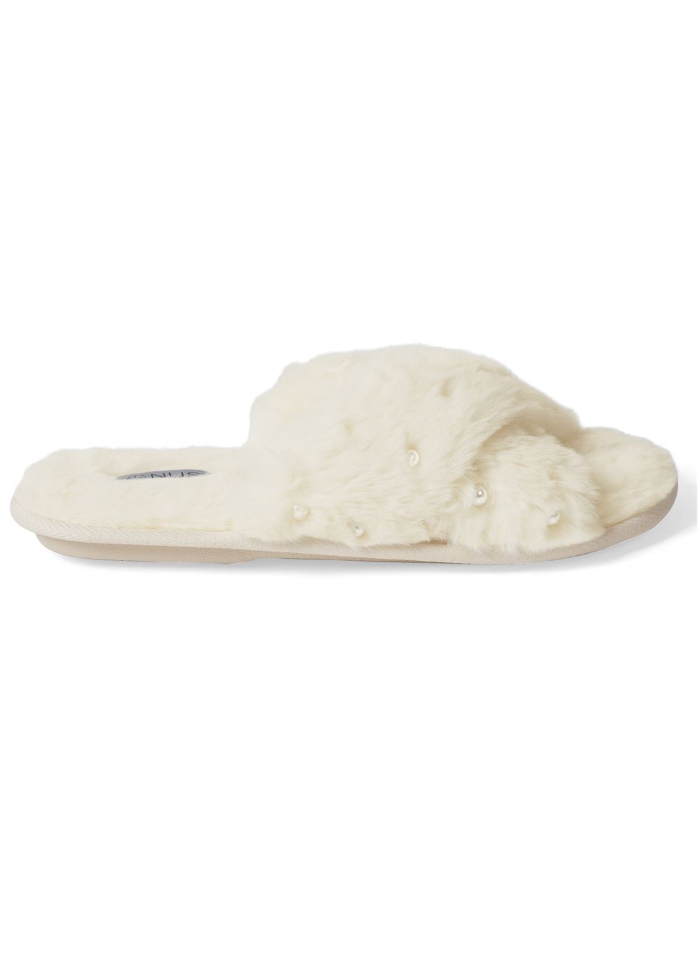 Venus Rhinestone Slide Slippers in Off White