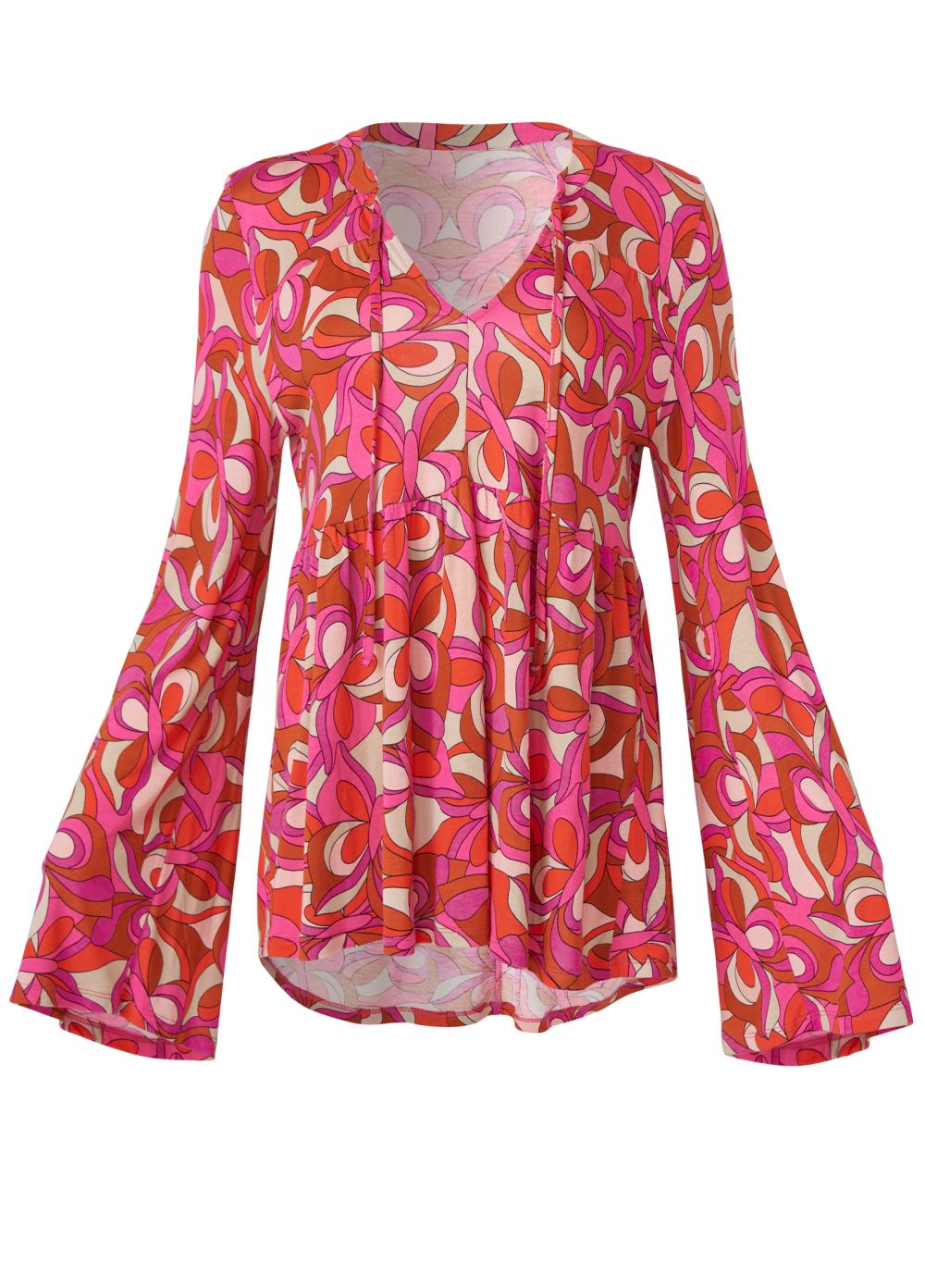 Venus Printed Bell Sleeve Top in Pink Multi