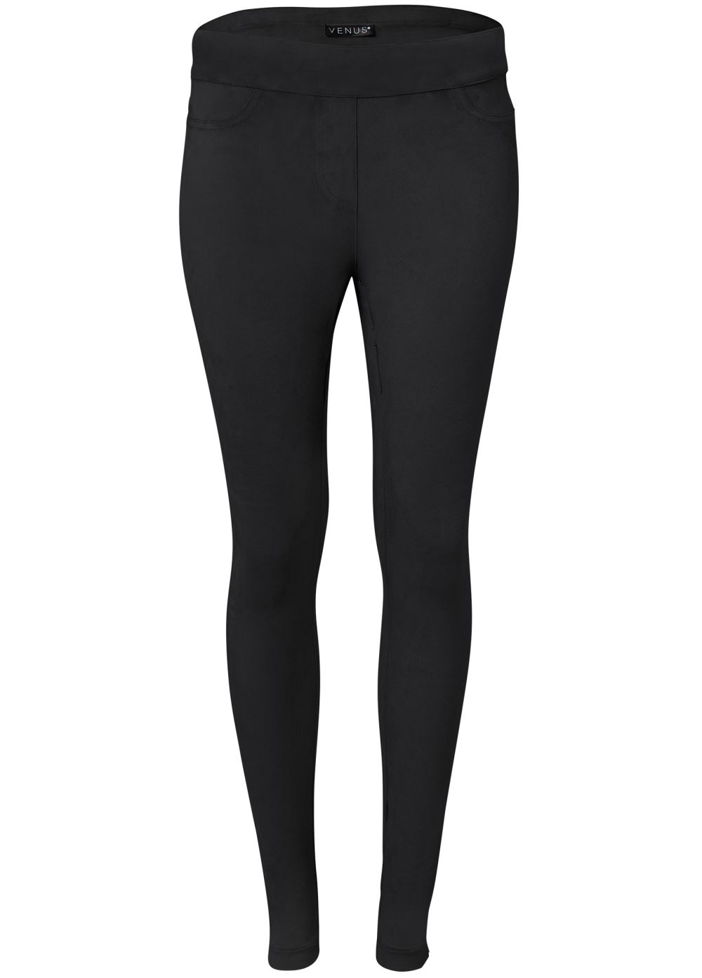 Venus Pull-On Faux-Suede Skinny Pants in Black