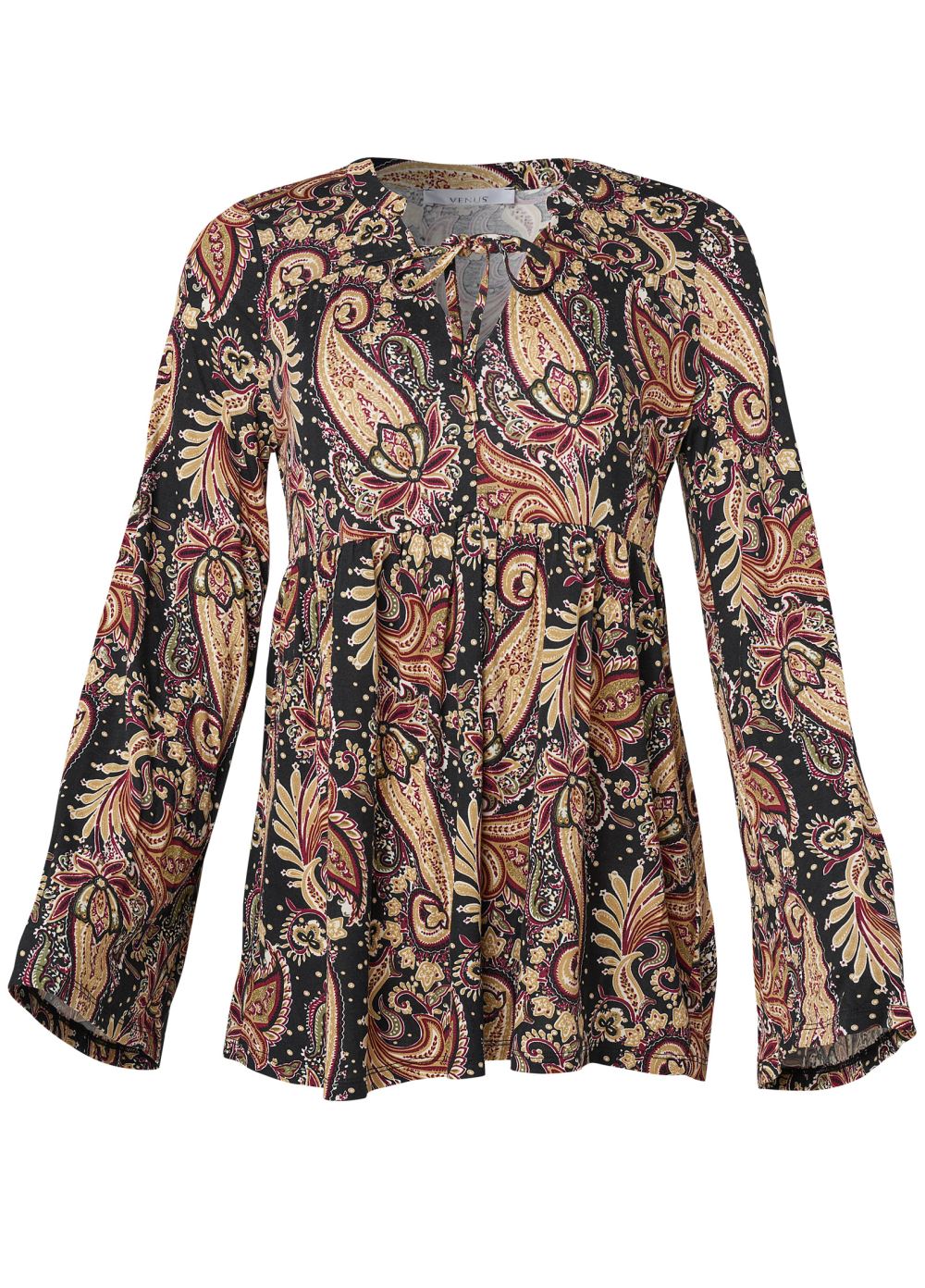 Venus Paisley Printed Top in Black Multi