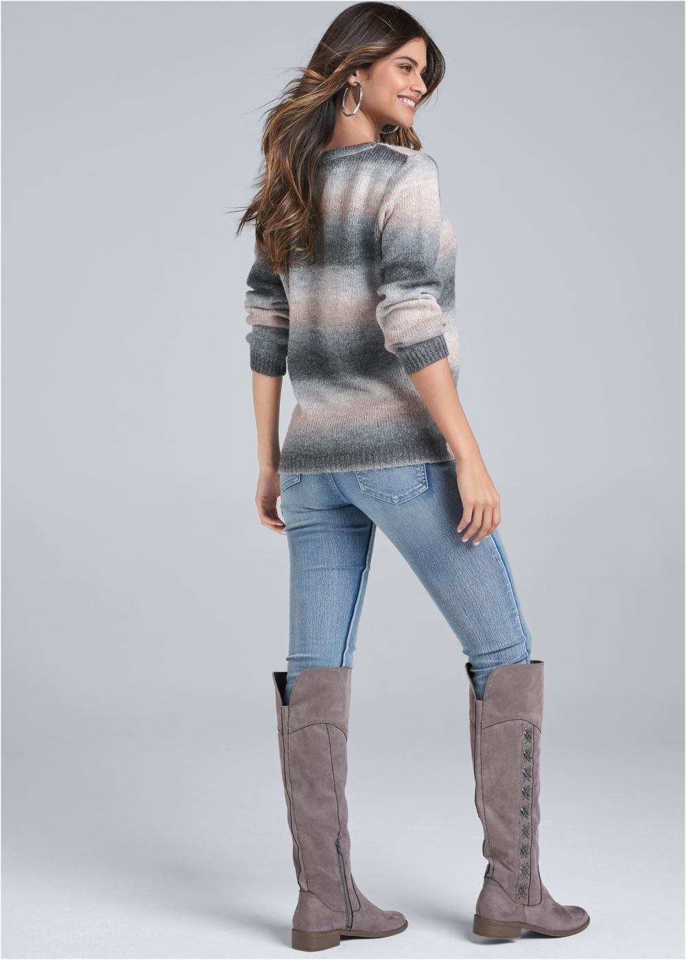 Venus VENUS | Ombre Stripe Sweater in Pink & Black
