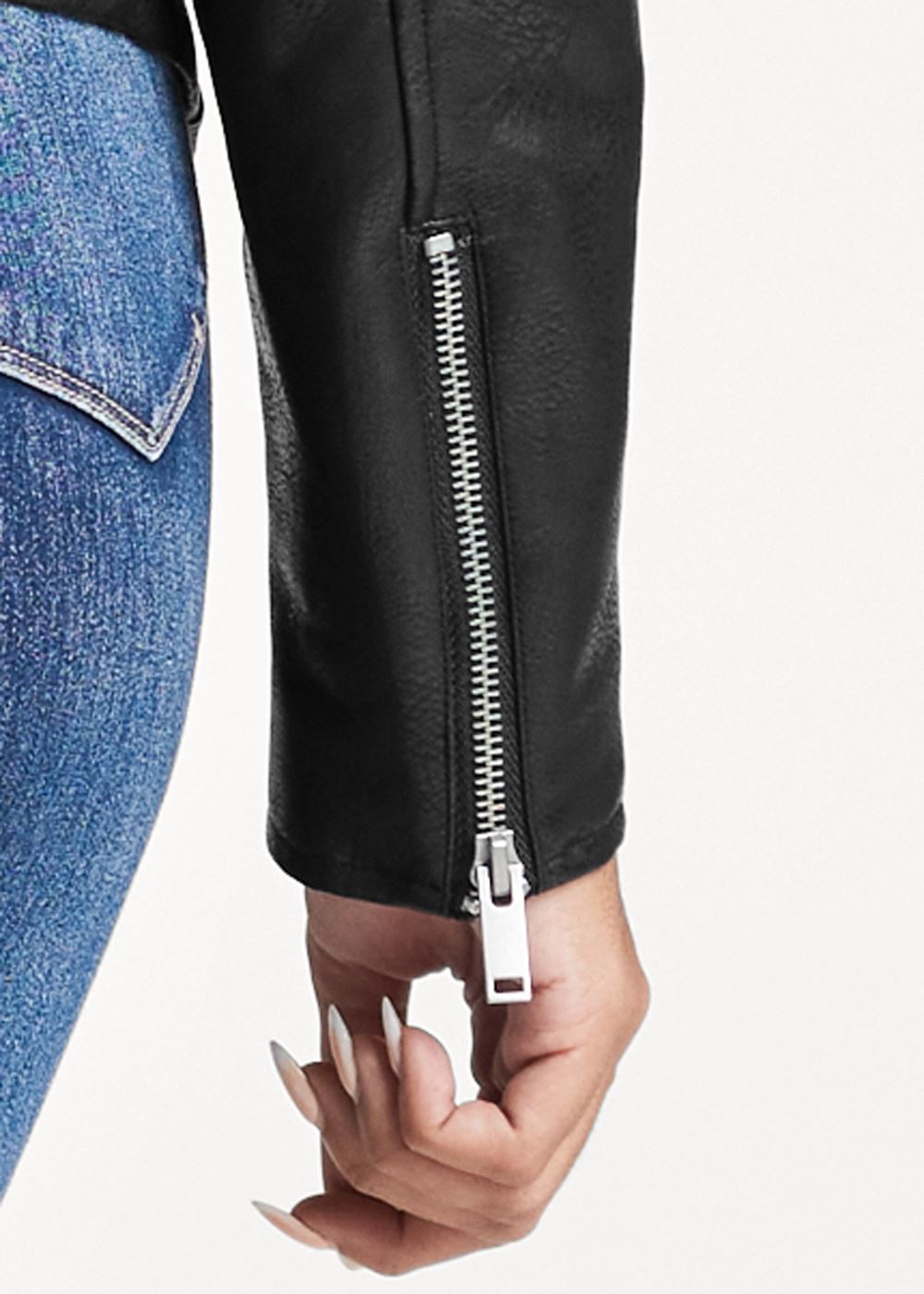 Venus Faux-Leather Tweed Jacket in Black Multi