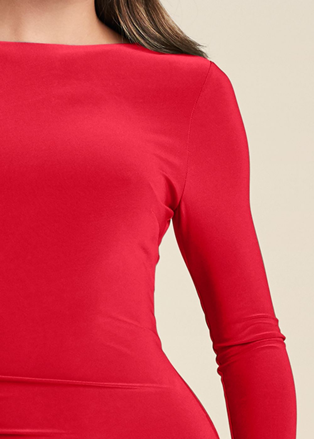Venus Plunging Back Long Dress - Red