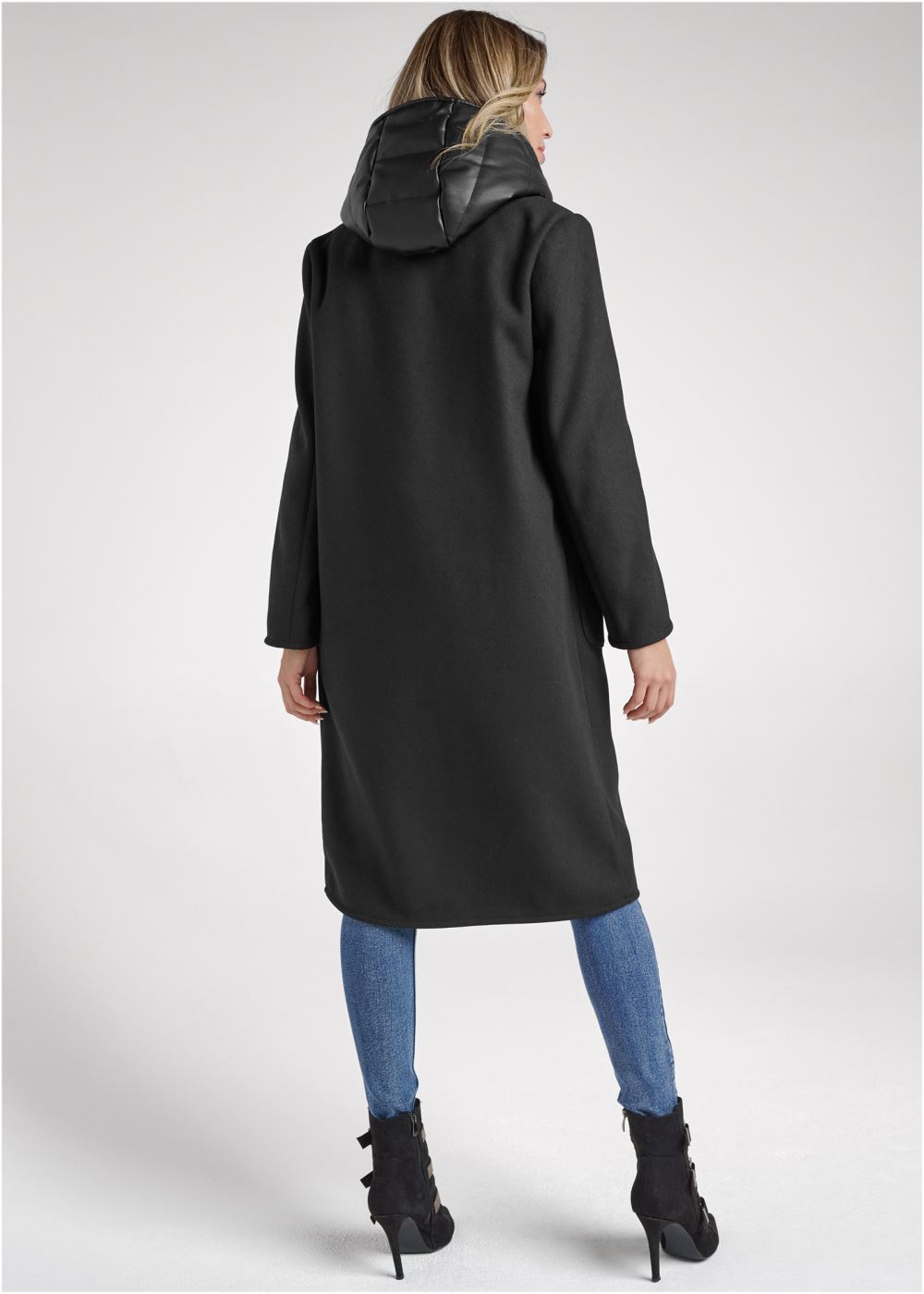 Venus Layered Coat And Vest Set in Black