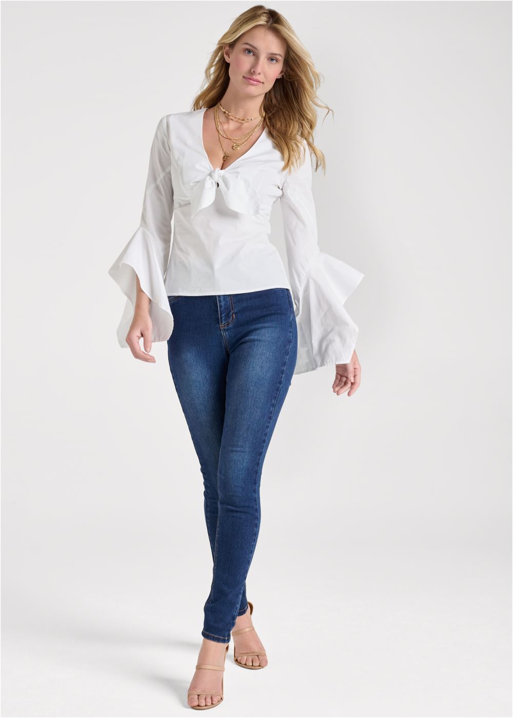 Venus Front-Tie Blouse in White