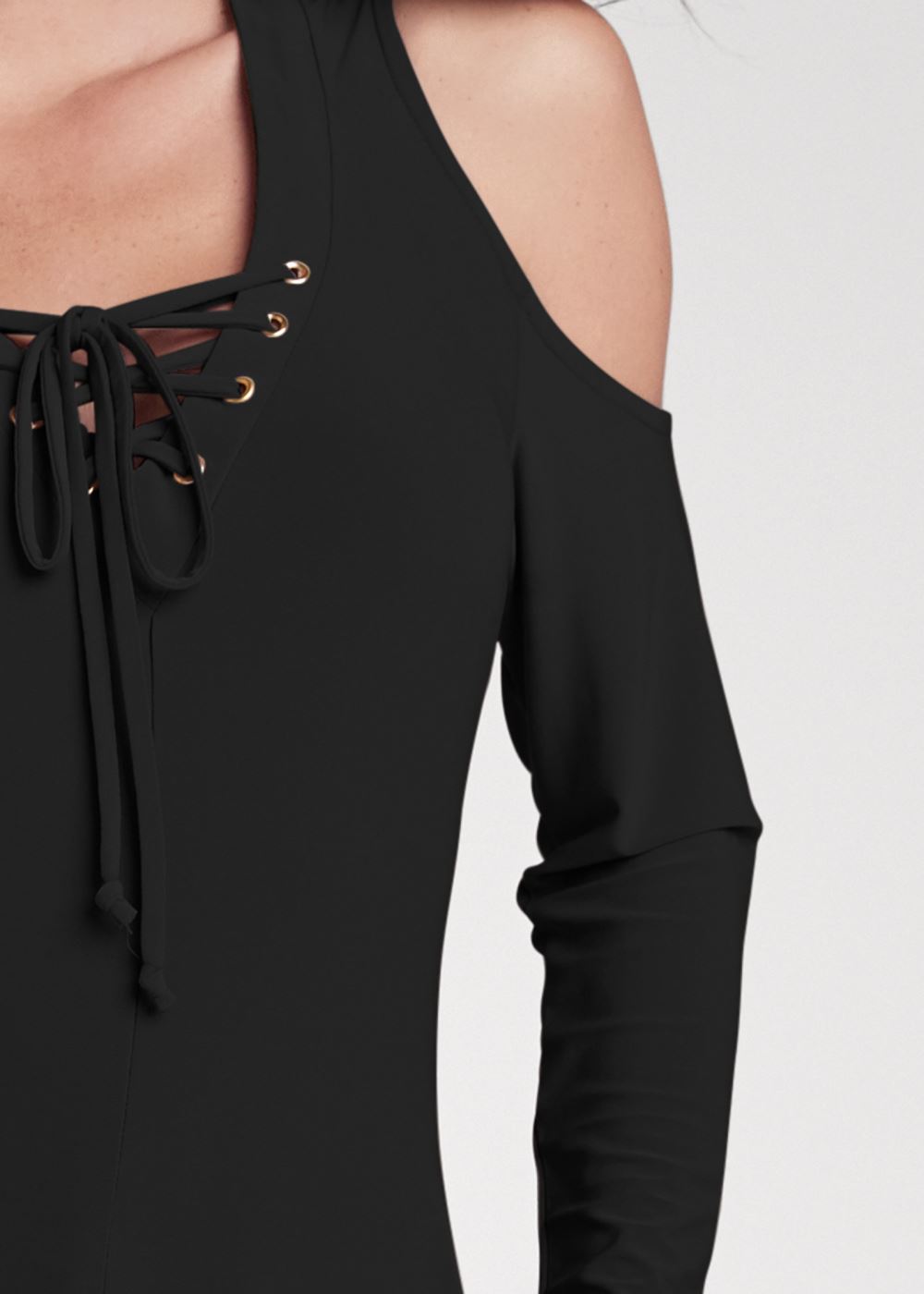 Venus Cold-Shoulder Maxi Top in Black