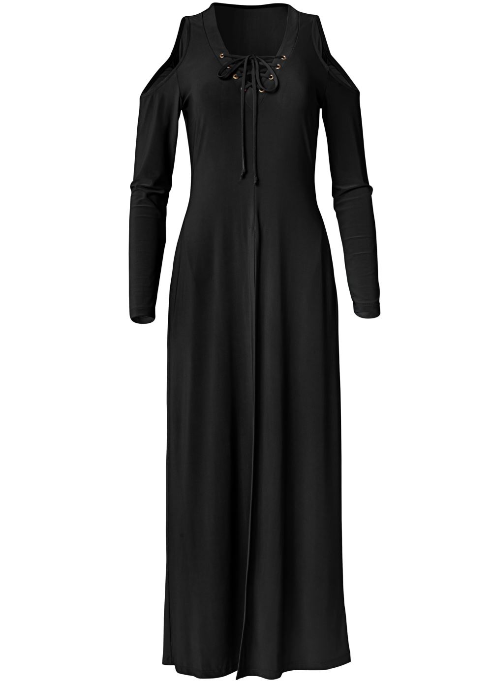 Venus Cold-Shoulder Maxi Top in Black