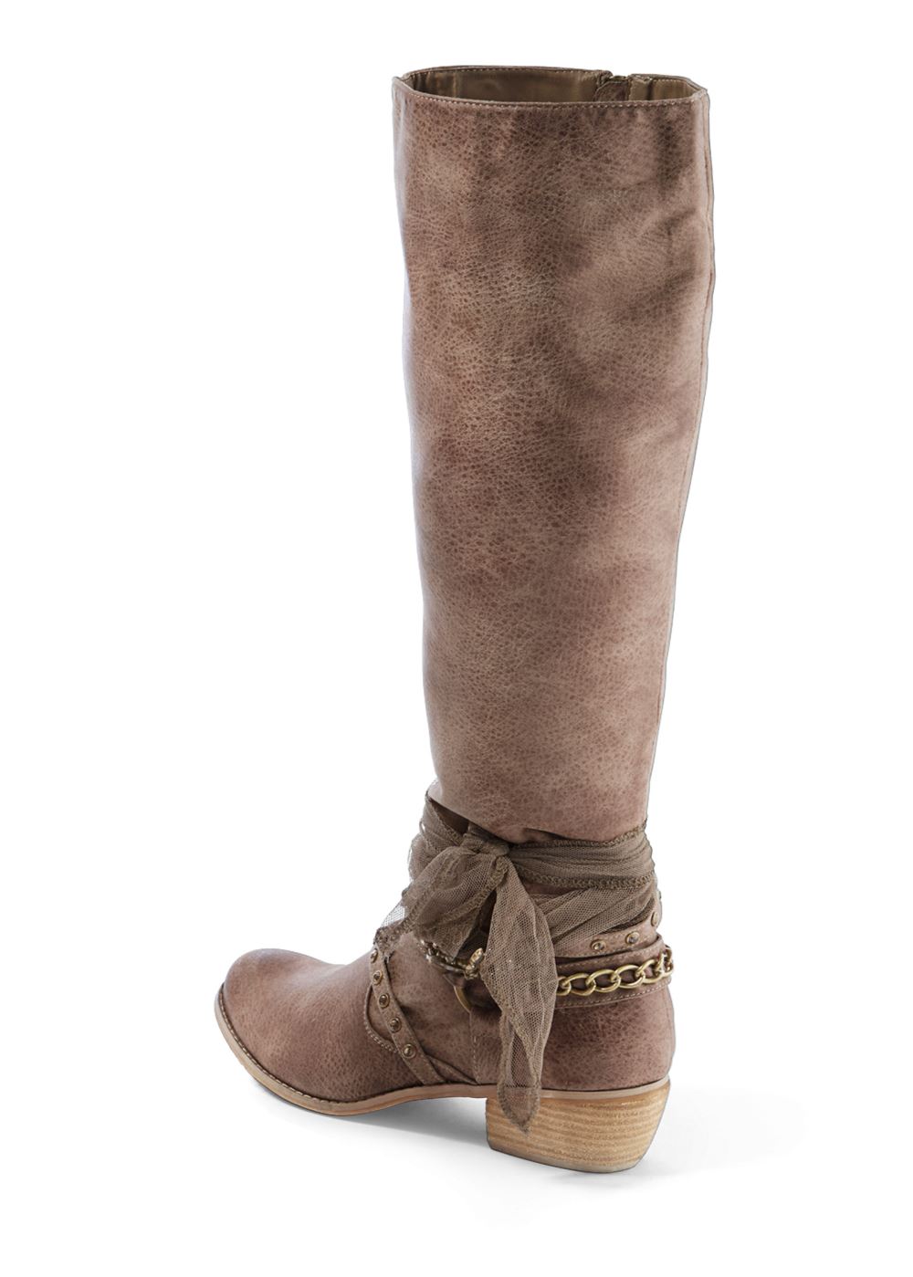 Venus Embellished Western Boots in Taupe
