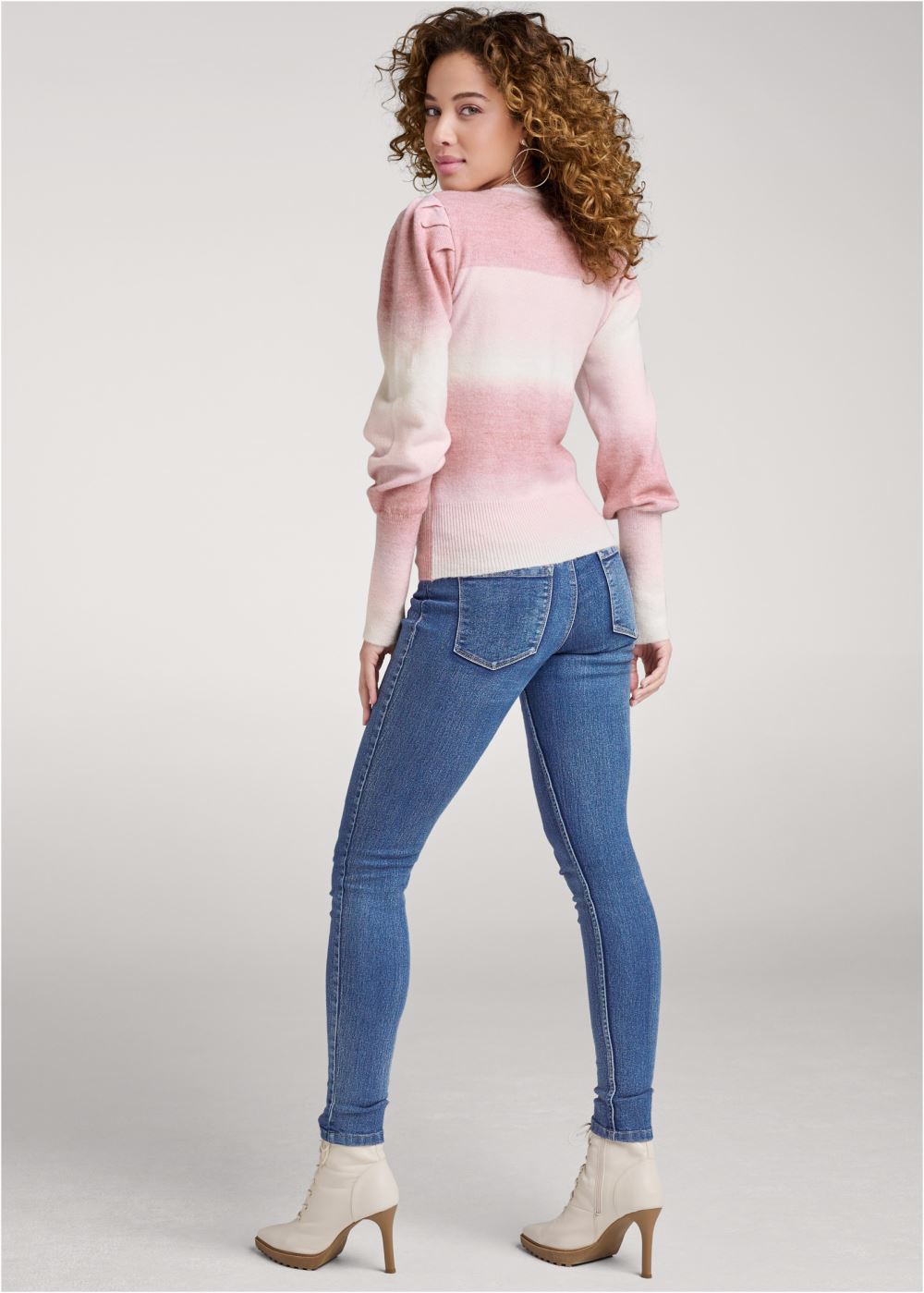 Venus VENUS | Ombre Balloon Sleeve Sweater  in Pink Multi