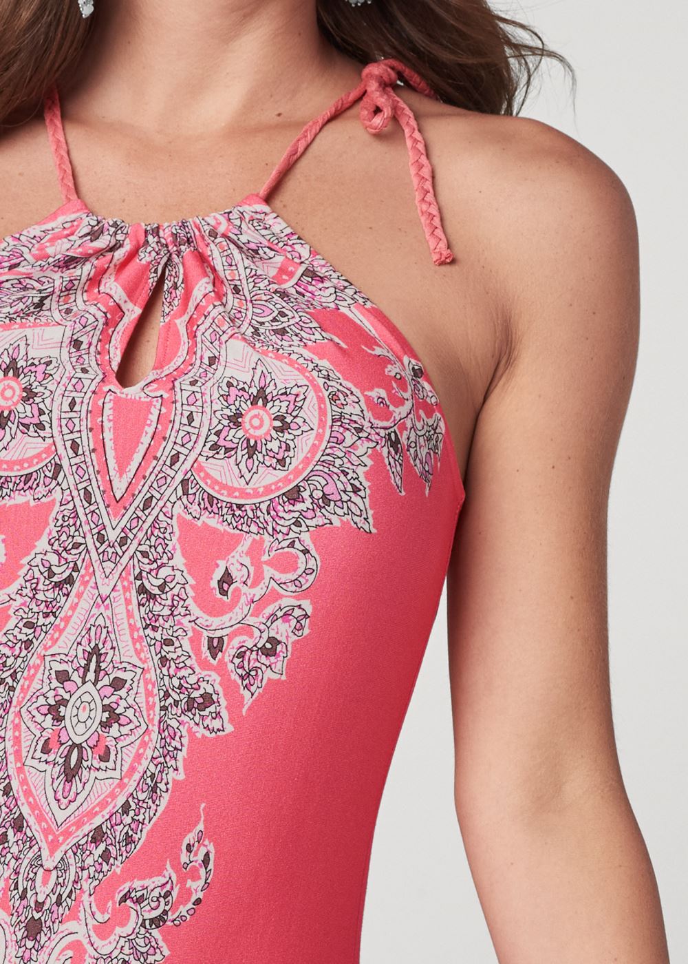 Venus Printed Keyhole Dress - Pink Multi