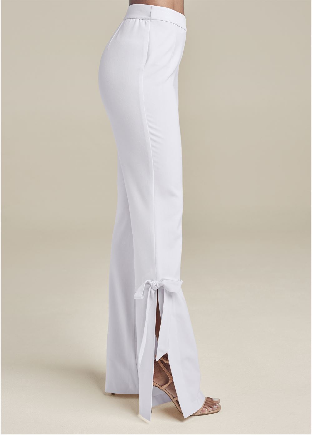 Venus Tie Bow Hem Pants in White