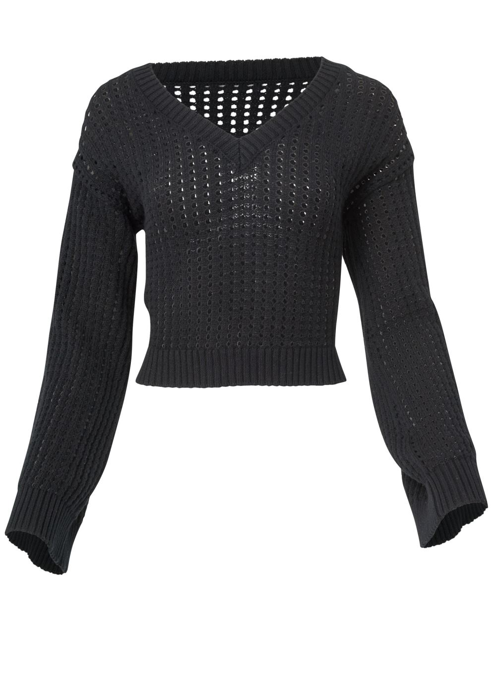 Venus VENUS | Pointelle Detail Sweater in Black