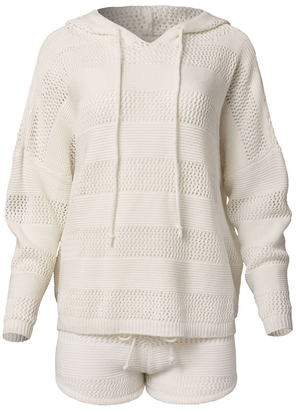 Venus Striped Knit Short Set in Off White