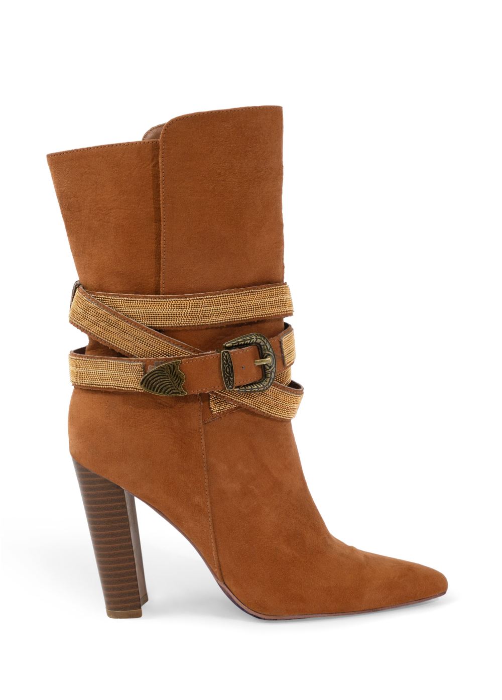 Venus Western Buckle Wrap Boots in Cognac