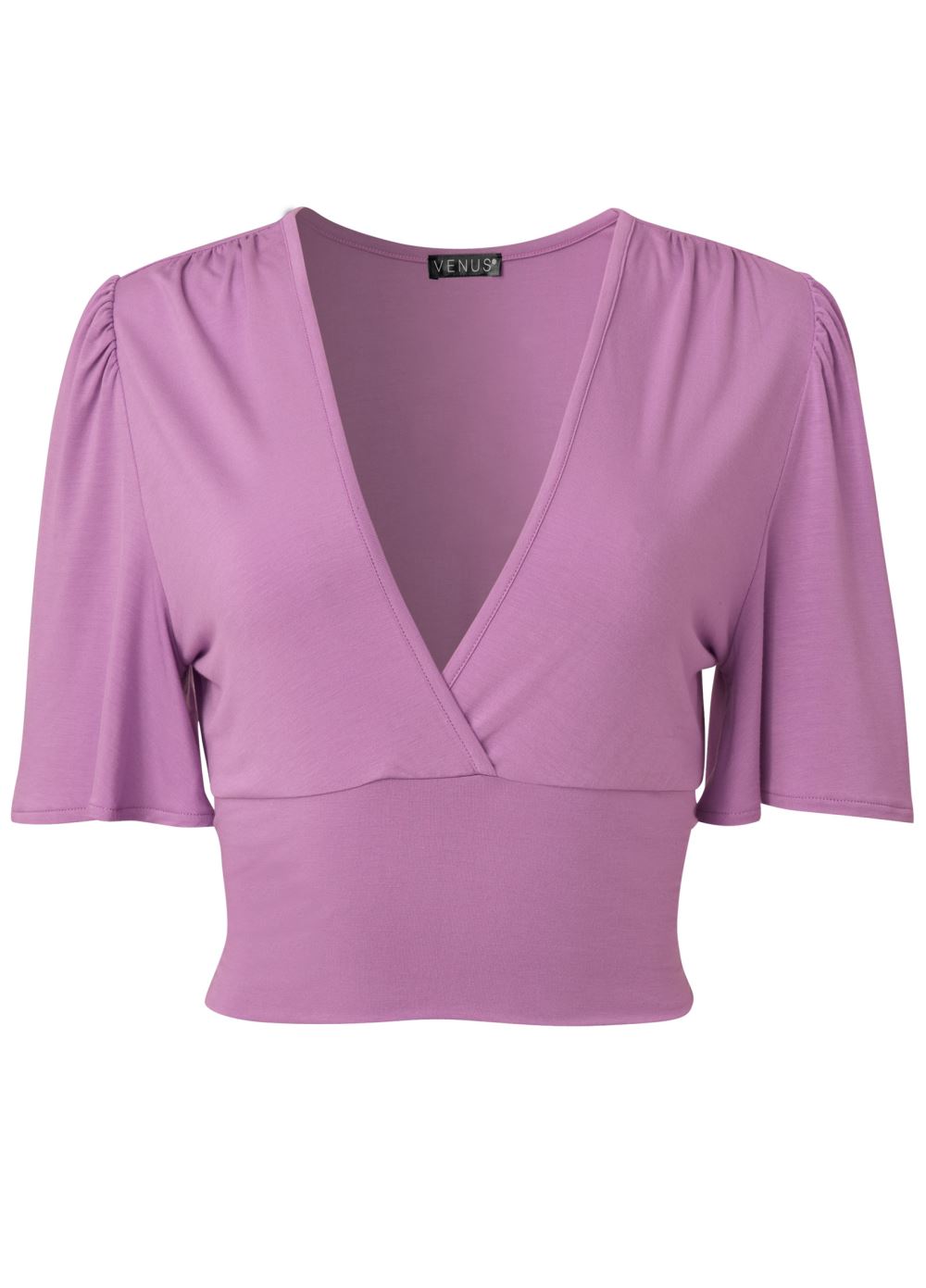 Venus Flutter Sleeve Wrap Top in Orchid