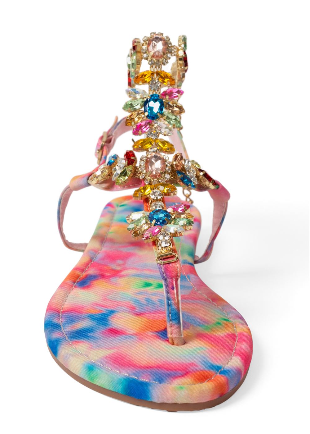 Venus Crystal Embellished Sandals in Pink Multi