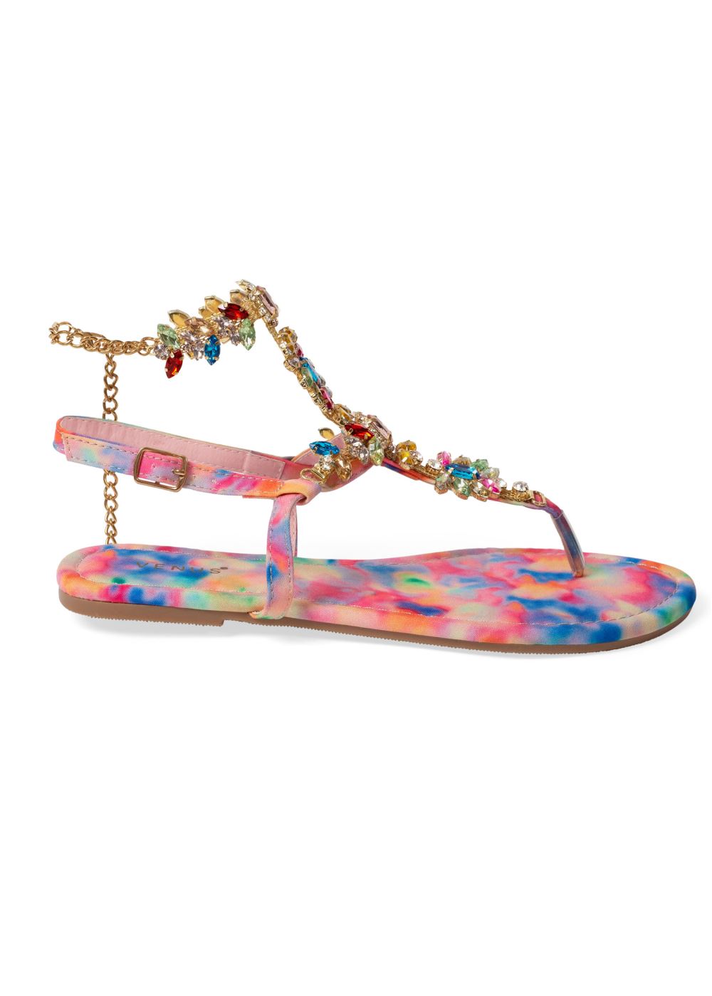 Venus Crystal Embellished Sandals in Pink Multi