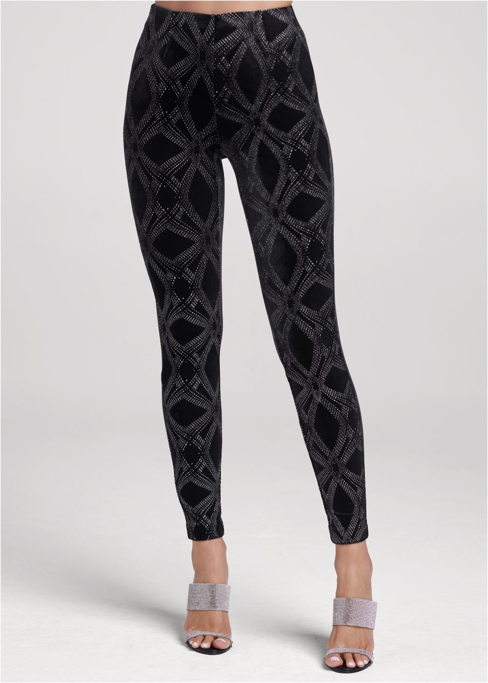 Venus Black & Silver GLITTER PRINT LEGGINGS