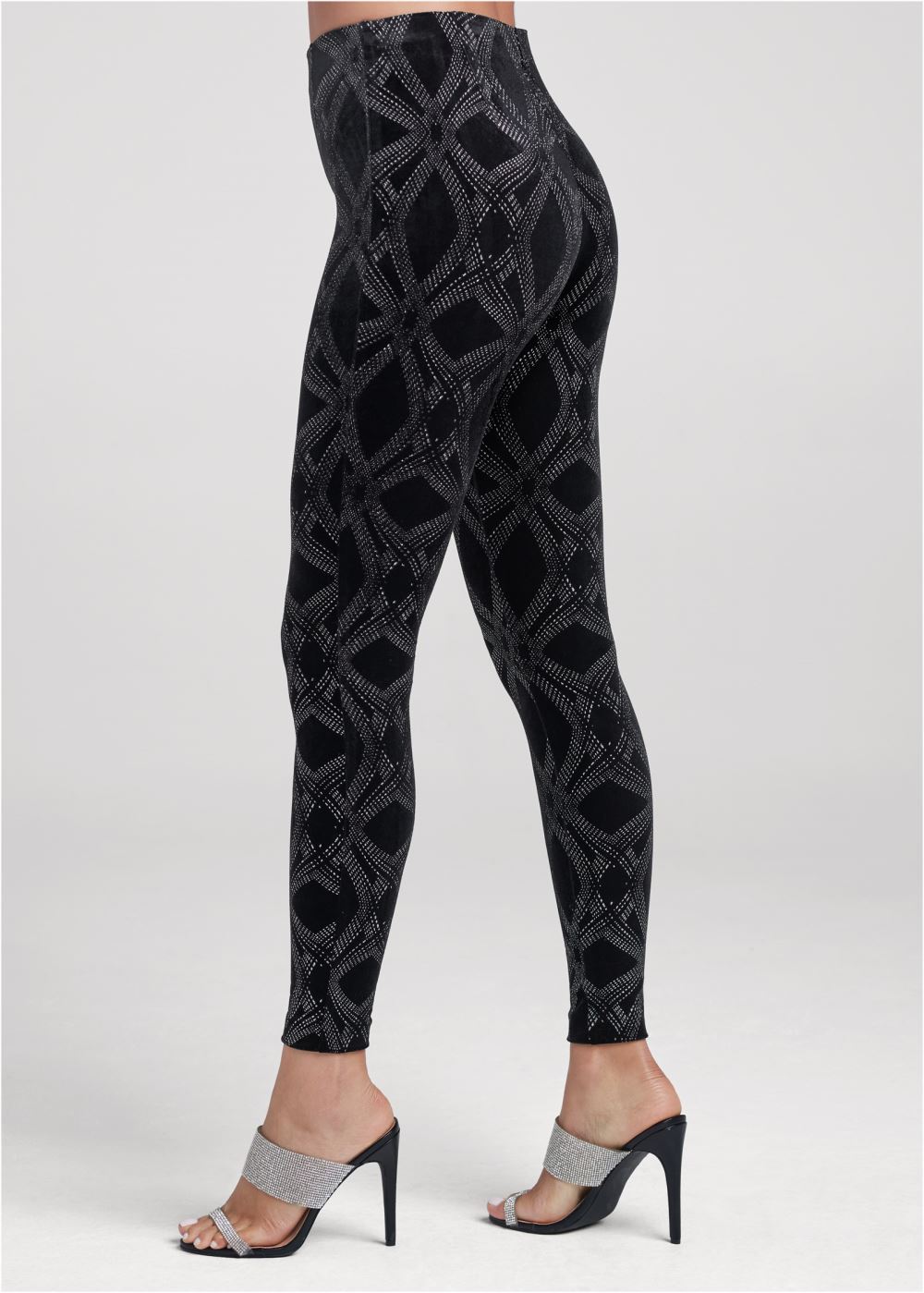 Venus Black & Silver GLITTER PRINT LEGGINGS