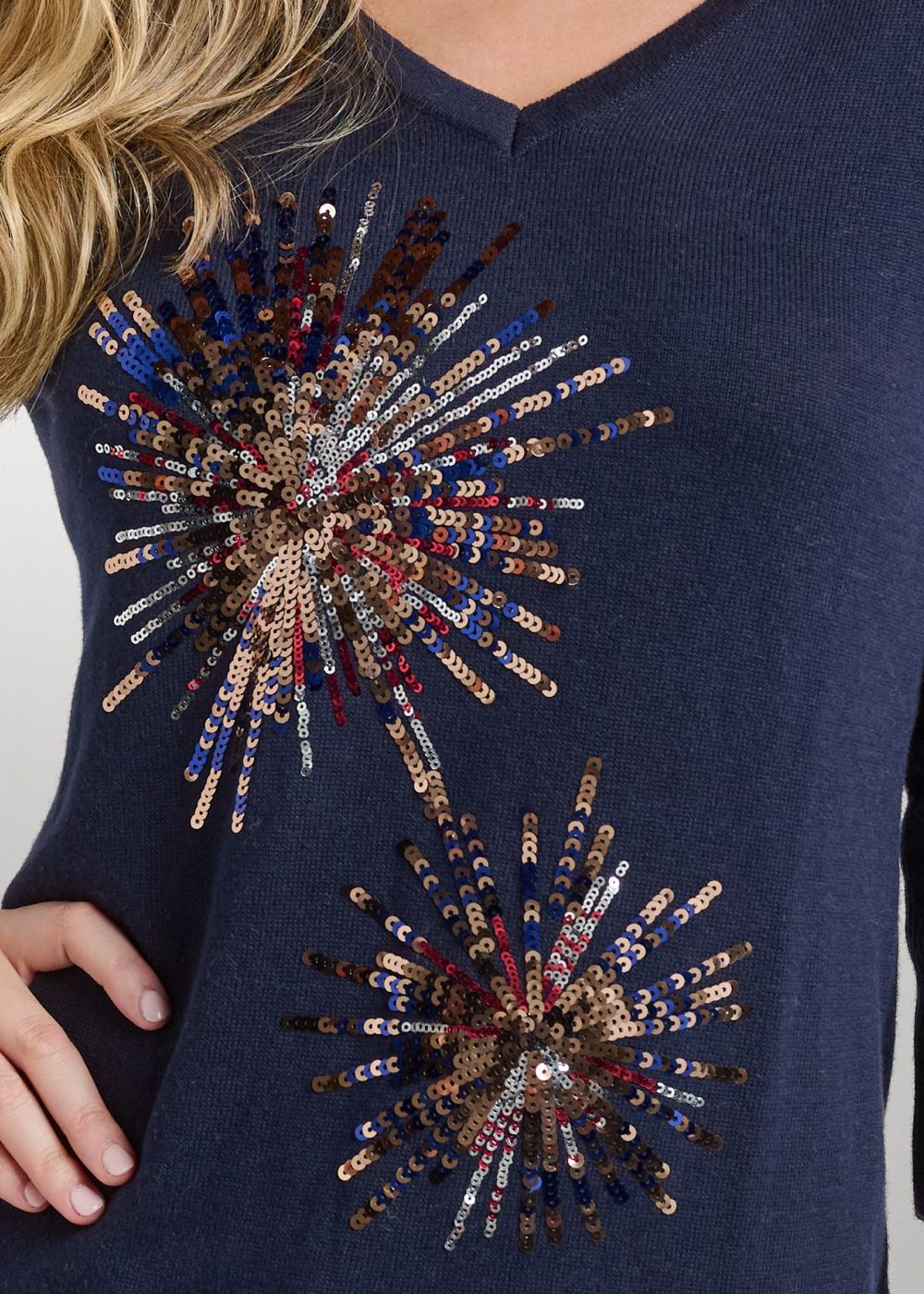 Venus VENUS | Sequin Fireworks Sweater in Navy