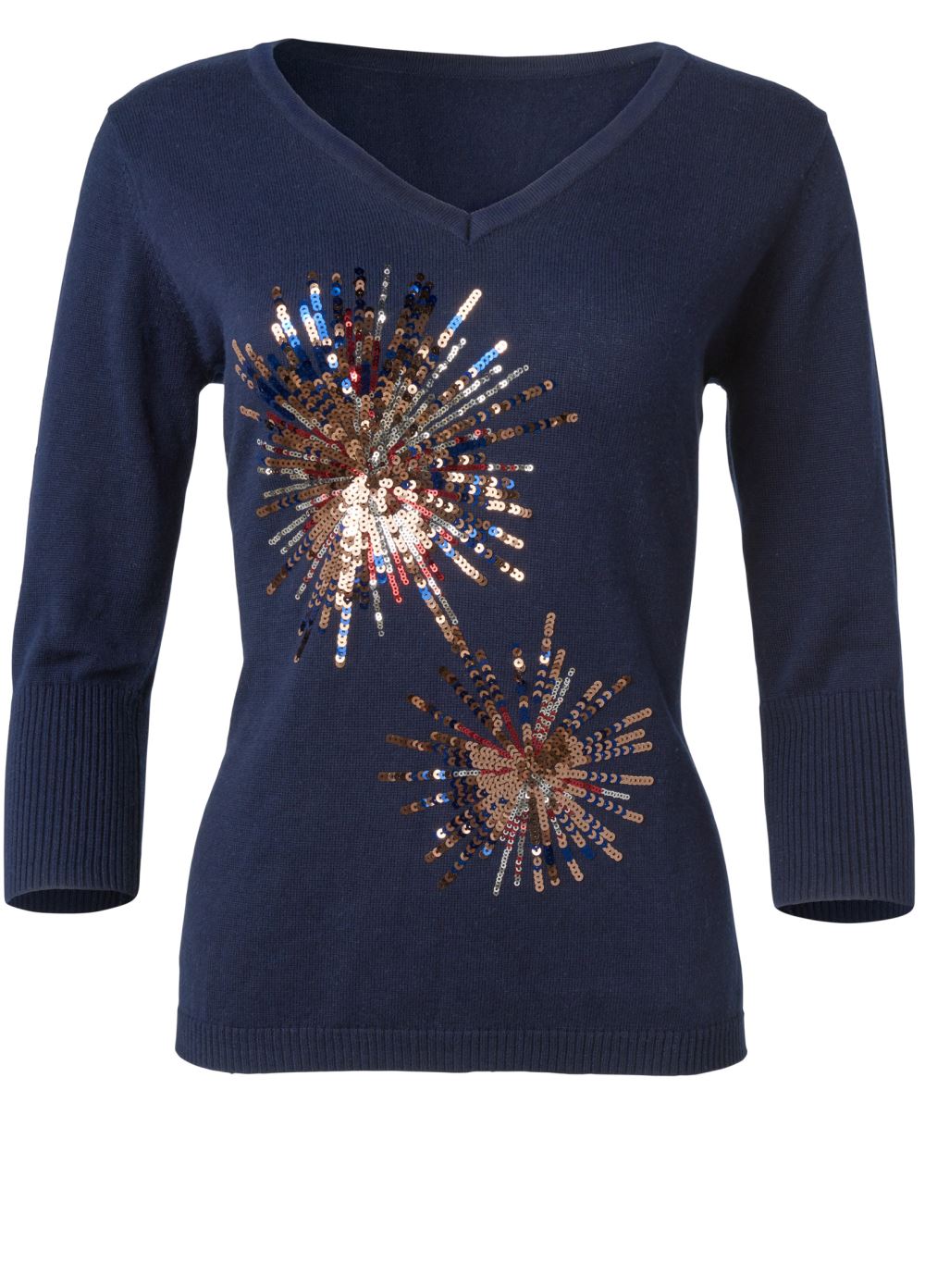 Venus VENUS | Sequin Fireworks Sweater in Navy