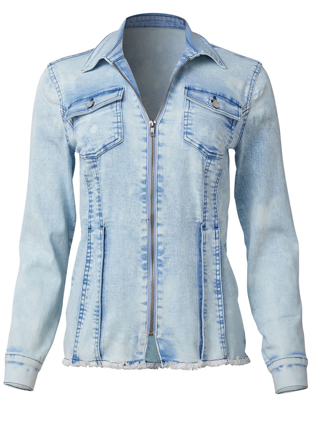 Venus Lace-Up Back Denim Top in Denim Multi